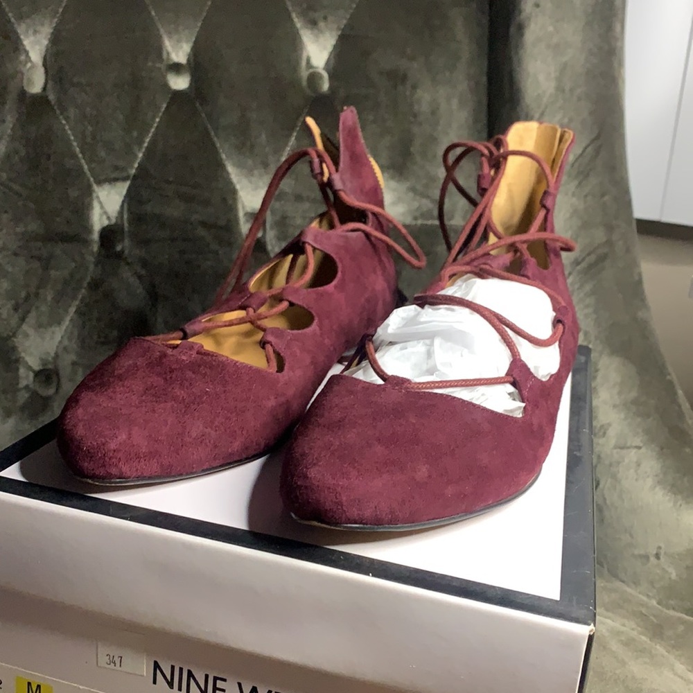 Nine West dark red/purple suede flats. Size 9 1/2